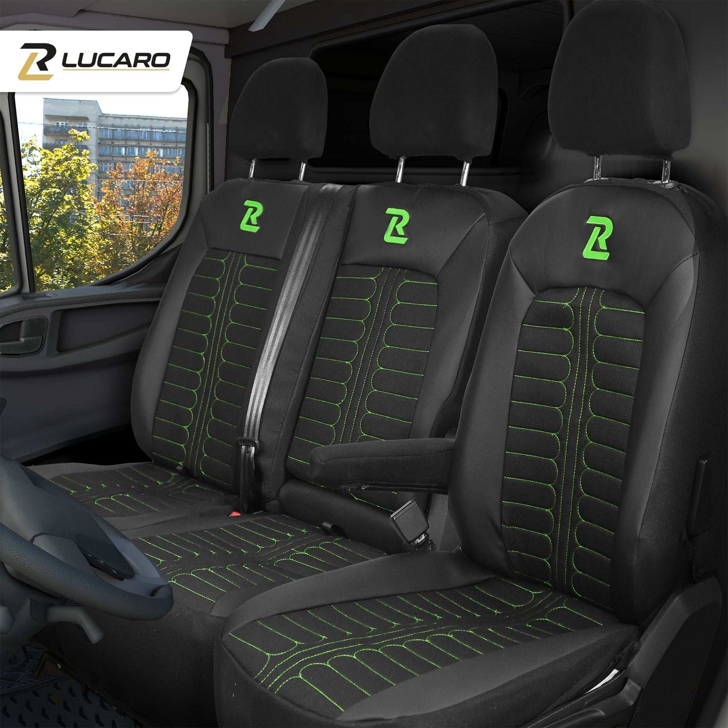 Pokrowce na fotele samochodowe TORNADO Volkswagen Crafter 2, MAN TGE 1+2 Czarno - Zielone