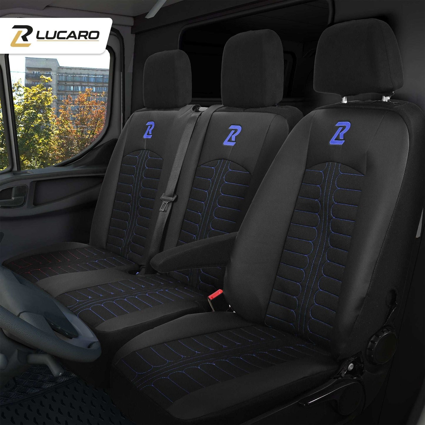 Pokrowce na fotele TORNADO Mercedes Sprinter 3 od 2018 1+2 Czarno - Niebieskie