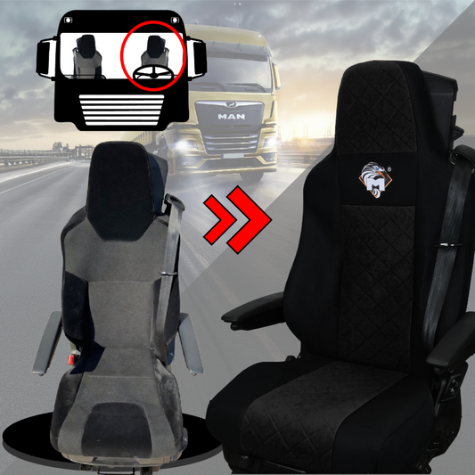 Pokrowce na fotele MAN TGX, TGM, TGL, TGS od 2020 2 pasy CZARNY SABA