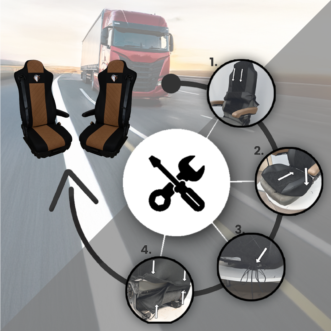 Pokrowce na fotele IVECO S-WAY od 2019 BRĄZ SABA