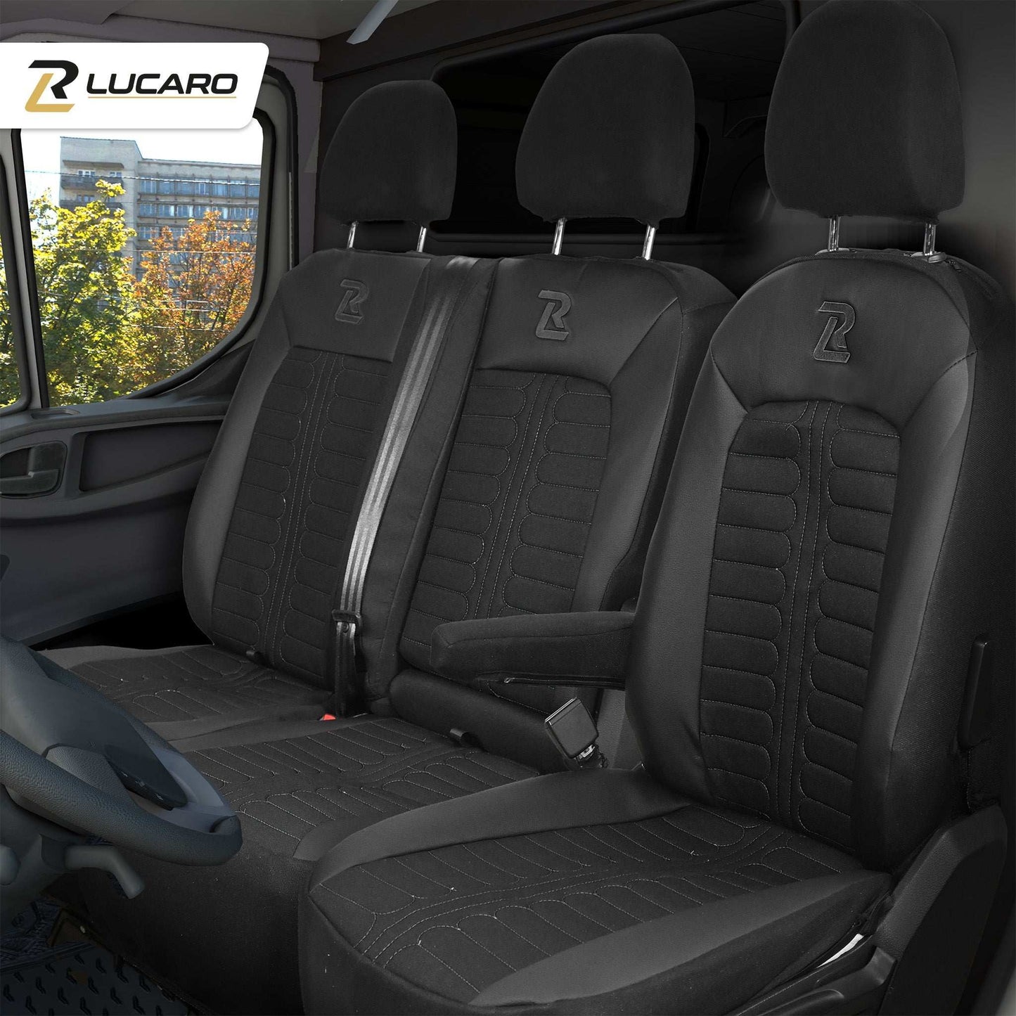 Pokrowce na fotele samochodowe TORNADO Volkswagen Crafter 2, MAN TGE 1+2 Czarno - Czarny