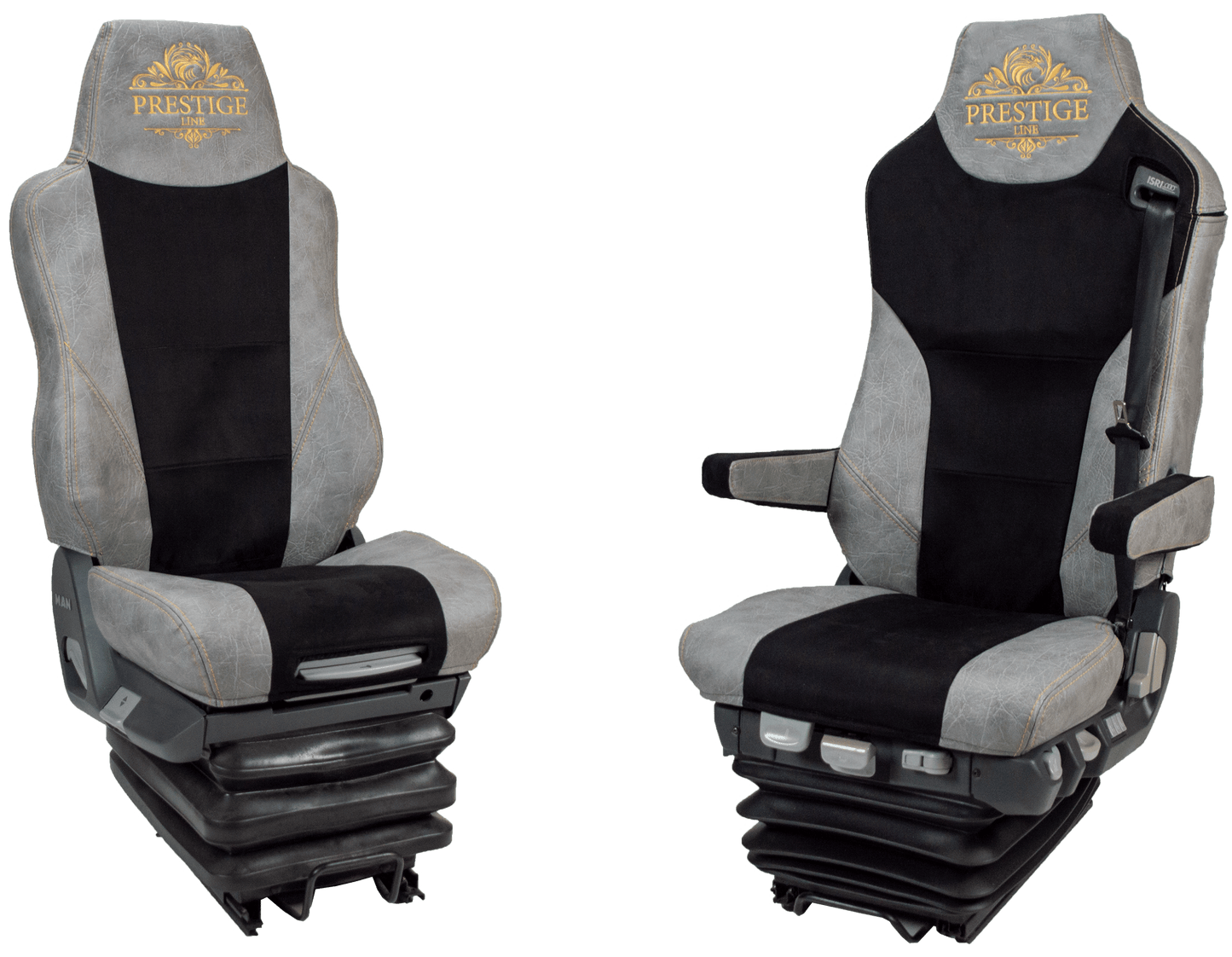 Pokrowce na fotele PRESTIGE-LINE MAN TGX, TGS od 2007, TGM, TGL od 2005, TGA od 2000, fotele lotnicze, 1pas SZARY SABA