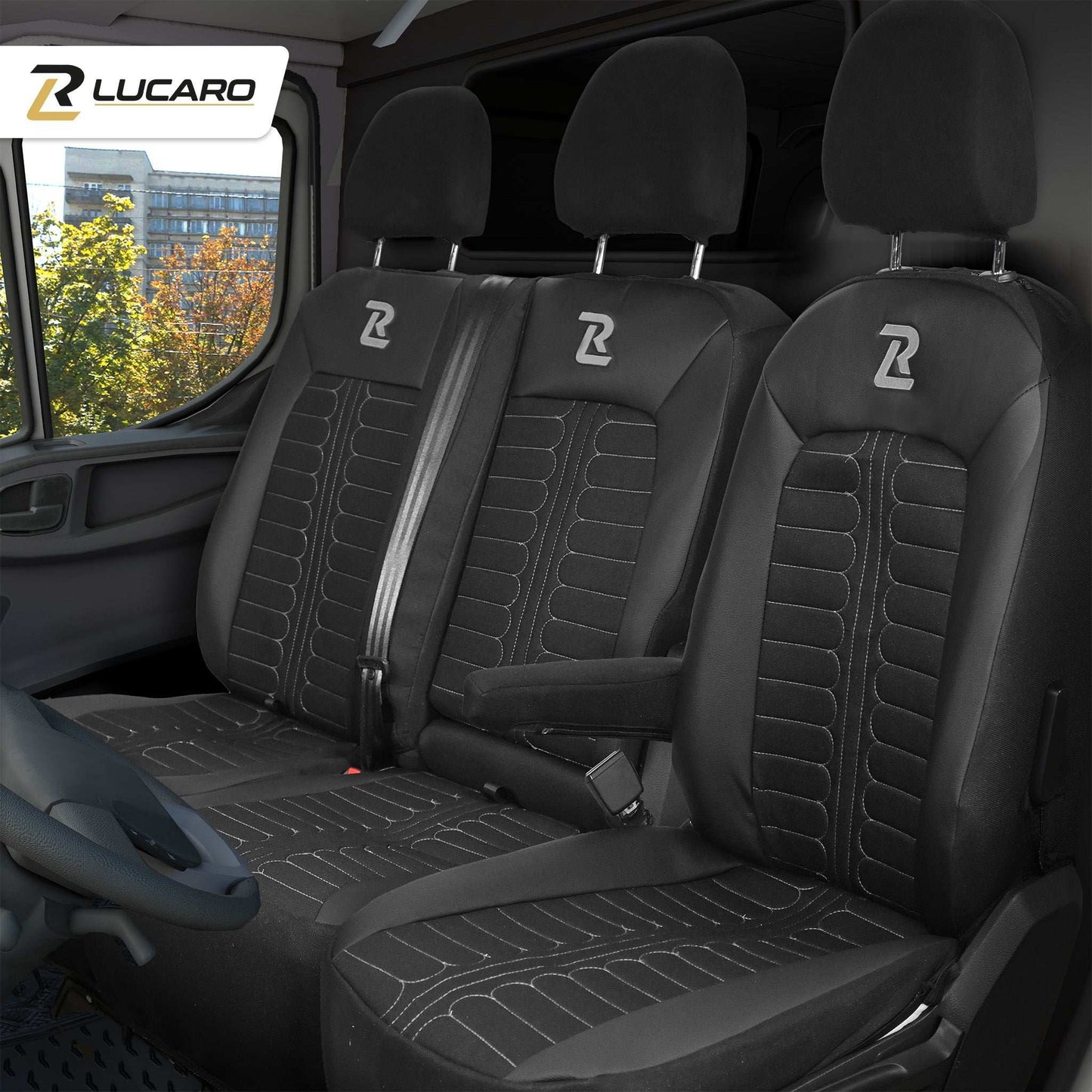 Pokrowce na fotele samochodowe TORNADO Volkswagen Crafter 2, MAN TGE 1+2 Czarno - Szare