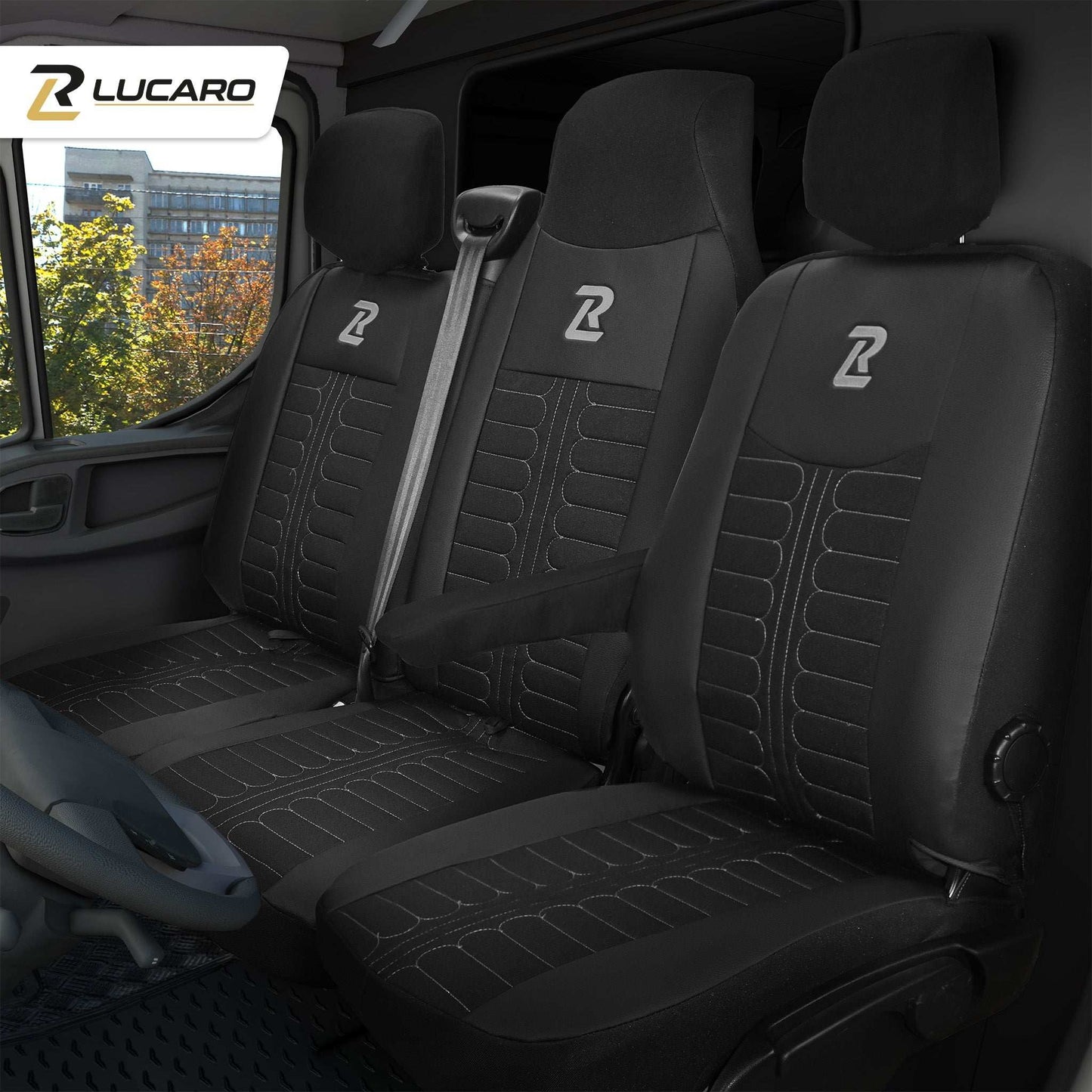 Pokrowce na fotele TORNADO Renault Master 3, Opel Movano B, Nissan NV400 - CZARNO - SZARY
