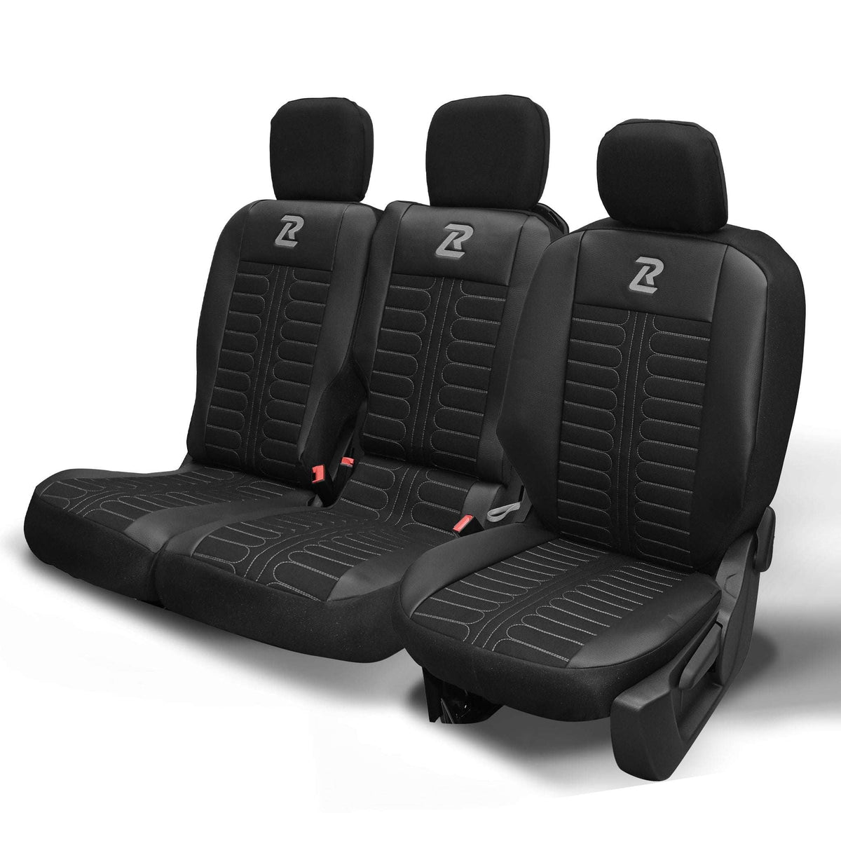 Pokrowce na fotele samochodowe TORNADO Citroen Berlingo 3, Fiat Doblo 3, Peugeot Partner 3, Opel Combo E, Toyota Proace City 1+2 Czarno - Szare