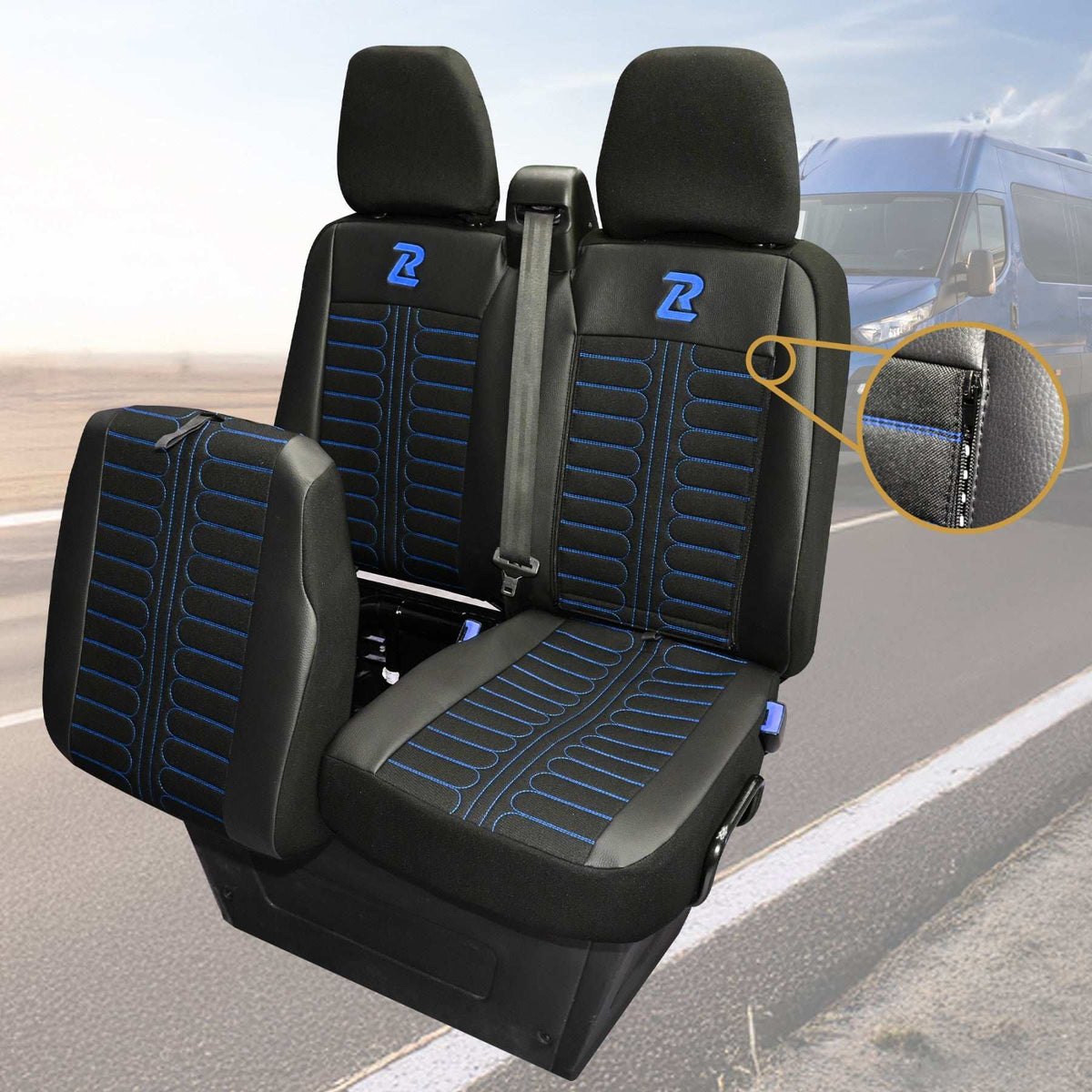 Pokrowce na fotele TORNADO Iveco Daily od 2014 1+2 - Czarno niebieski