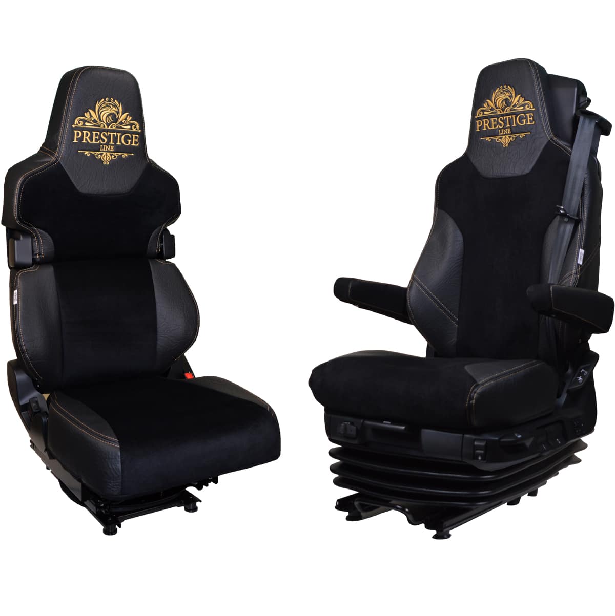 Pokrowce na fotele PRESTIGE-LINE MAN TGX, TGM, TGL, TGS od 2020 1 pas, fotel pasażera łamany CZARNY SABA
