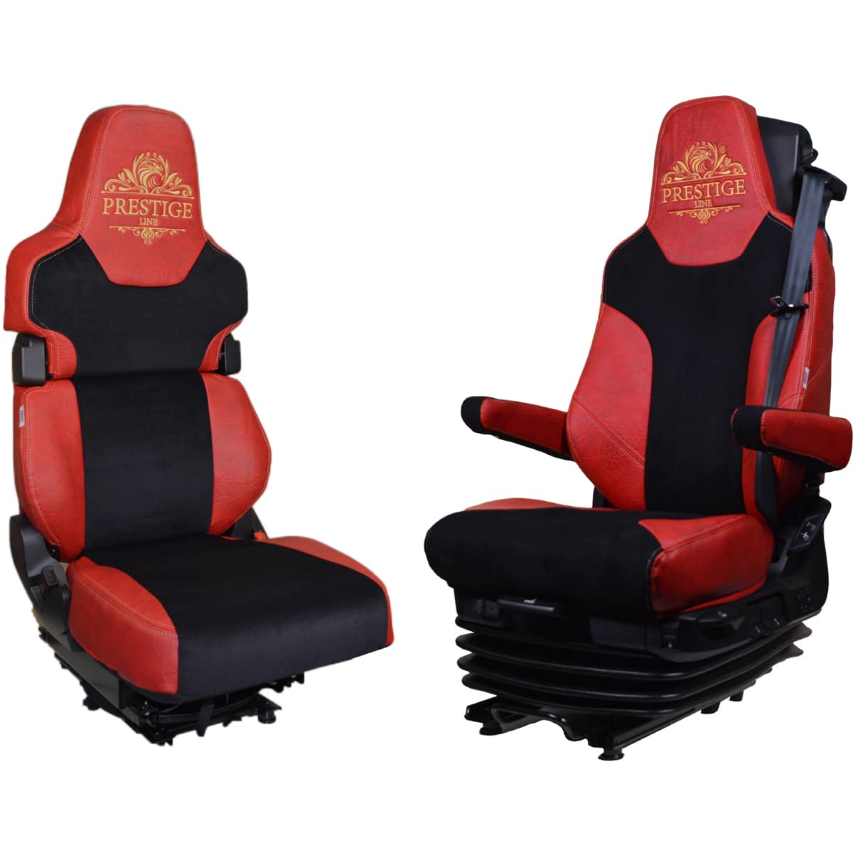 Pokrowce na fotele PRESTIGE-LINE MAN TGX, TGM, TGL, TGS od 2020 1 pas, fotel pasażera łamany CZERWONY SABA