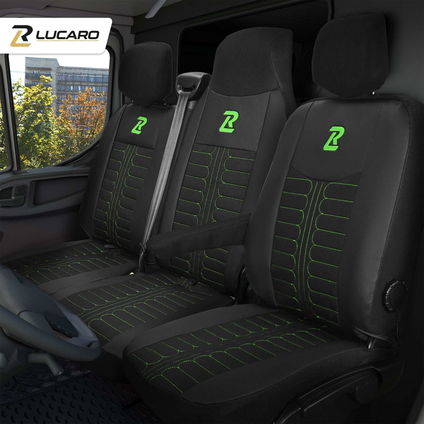 Pokrowce na fotele TORNADO Renault Master 3, Opel Movano B, Nissan NV400 - CZARNO - ZIELONY