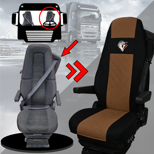 Pokrowce na fotele VOLVO FH 4, FH5 od 2021, AERO od 2024 UNIVERSAL BRĄZ SABA
