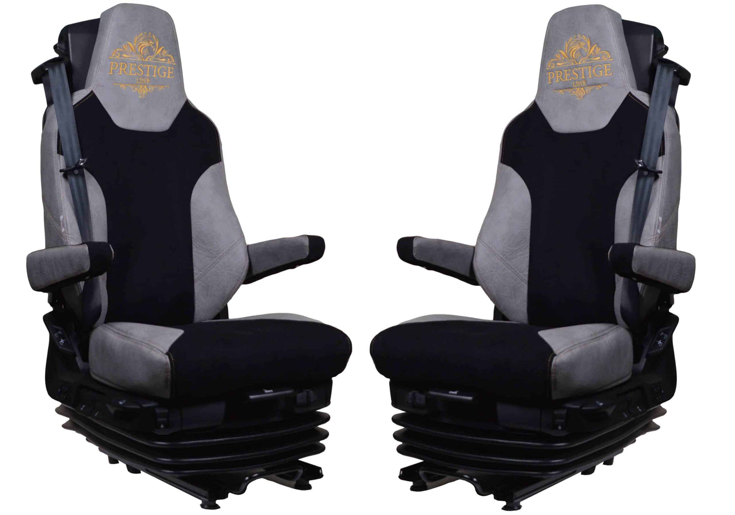 Pokrowce na fotele PRESTIGE-LINE MAN TGX, TGM, TGL, TGS od 2020 fotele lotnicze, 2 pasy SZARY SABA