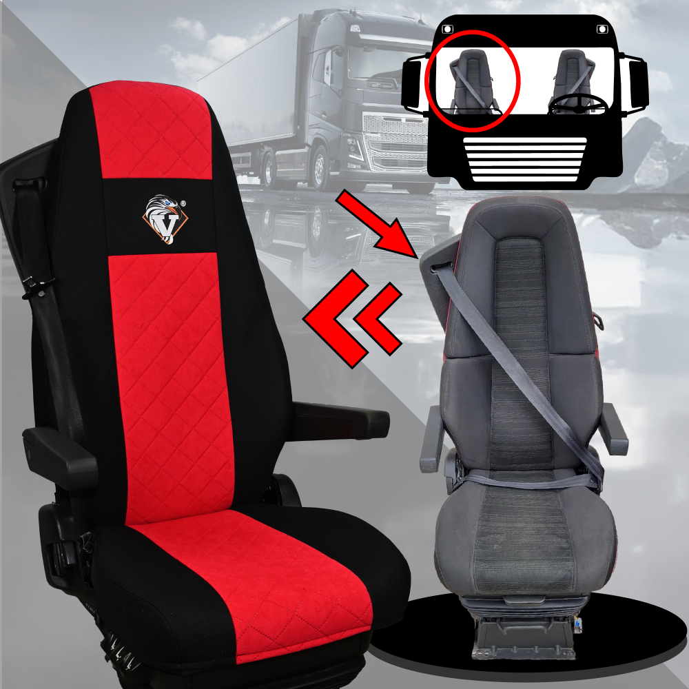 Pokrowce na fotele VOLVO FH 4, FH5 od 2021, AERO od 2024 UNIVERSAL CZERWONY SABA