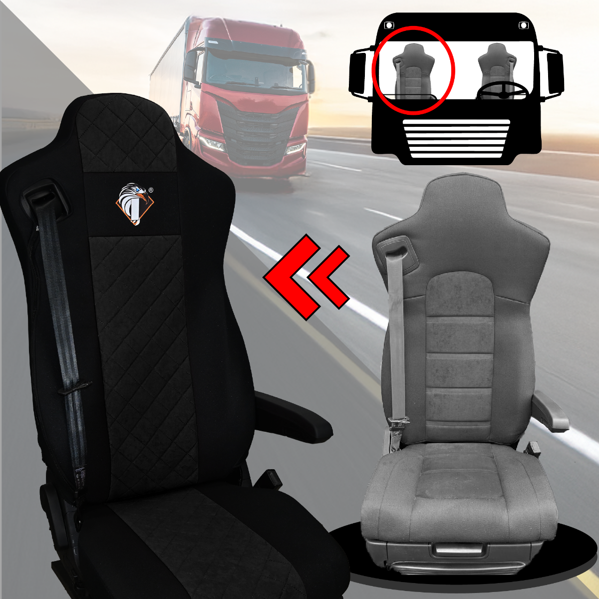 Pokrowce na fotele IVECO S-WAY od 2019 CZARNY SABA