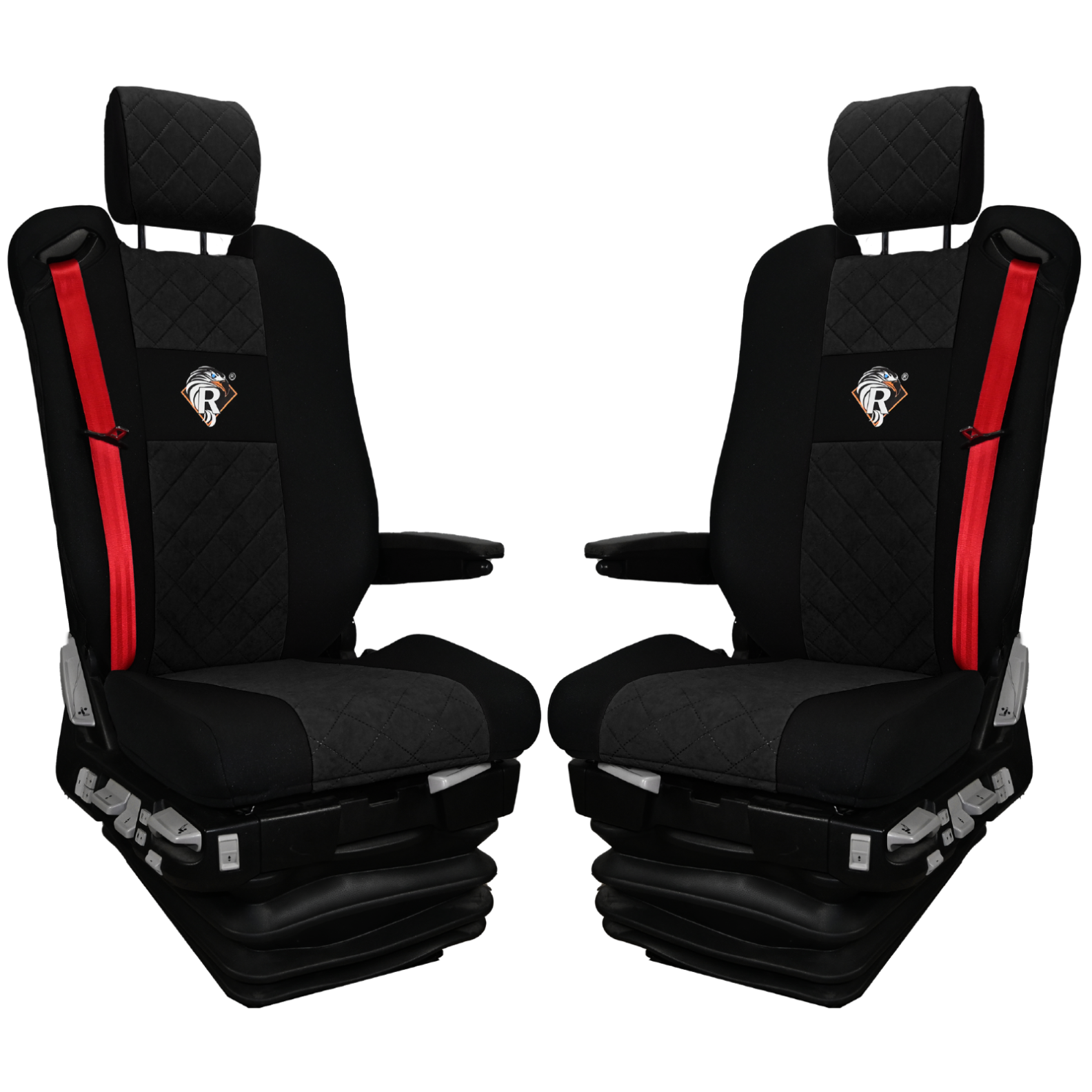 Pokrowce na fotele Renault Gama T od 2014 z zagłówkami regulowanymi 2 pasy CZARNY SABA