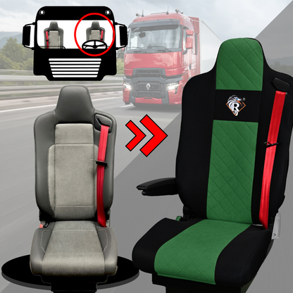 Pokrowce na fotele Renault Gama T od 2014 kierowca lotniczy, pasażer lotniczy 2 pasy  ZIELONY SABA