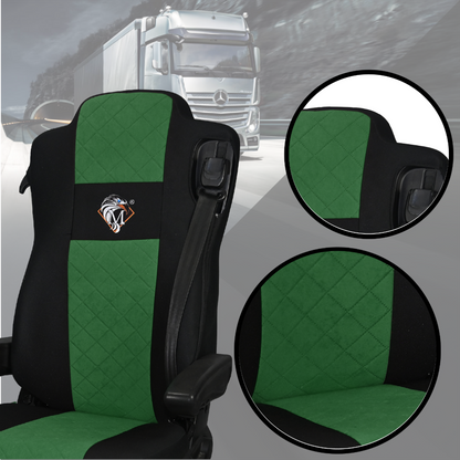 Pokrowce na fotele MERCEDES ACTROS MP4, AROX od 2011, MP5 od 2019 pasażer amortyzowany ZIELONY SABA