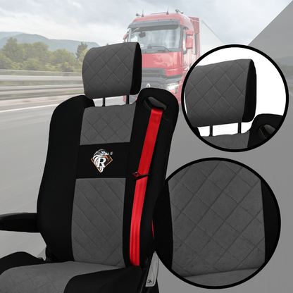 Pokrowce na fotele Renault Gama T od 2014 kierowca z zagłówkiem, pasażer lotniczy 2 pasy  SZARE SABA
