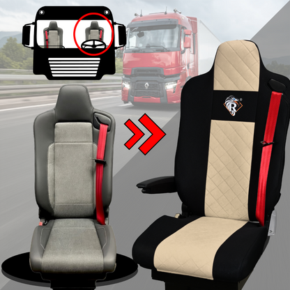 Pokrowce na fotele Renault Gama T od 2014 kierowca lotniczy, pasażer lotniczy 2 pasy  BEŻ SABA