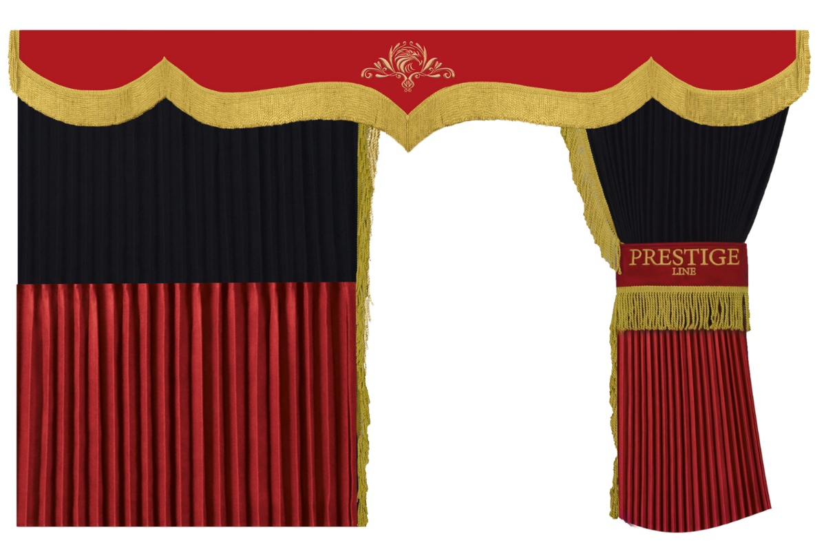 Zasłony plisowane do samochodów ciężarowych PRESTIGE-LINE MAN XXL CZARNO-CZERWONE SABA