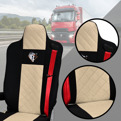 Pokrowce na fotele Renault Gama T od 2014 kierowca lotniczy, pasażer lotniczy 2 pasy  BEŻ SABA