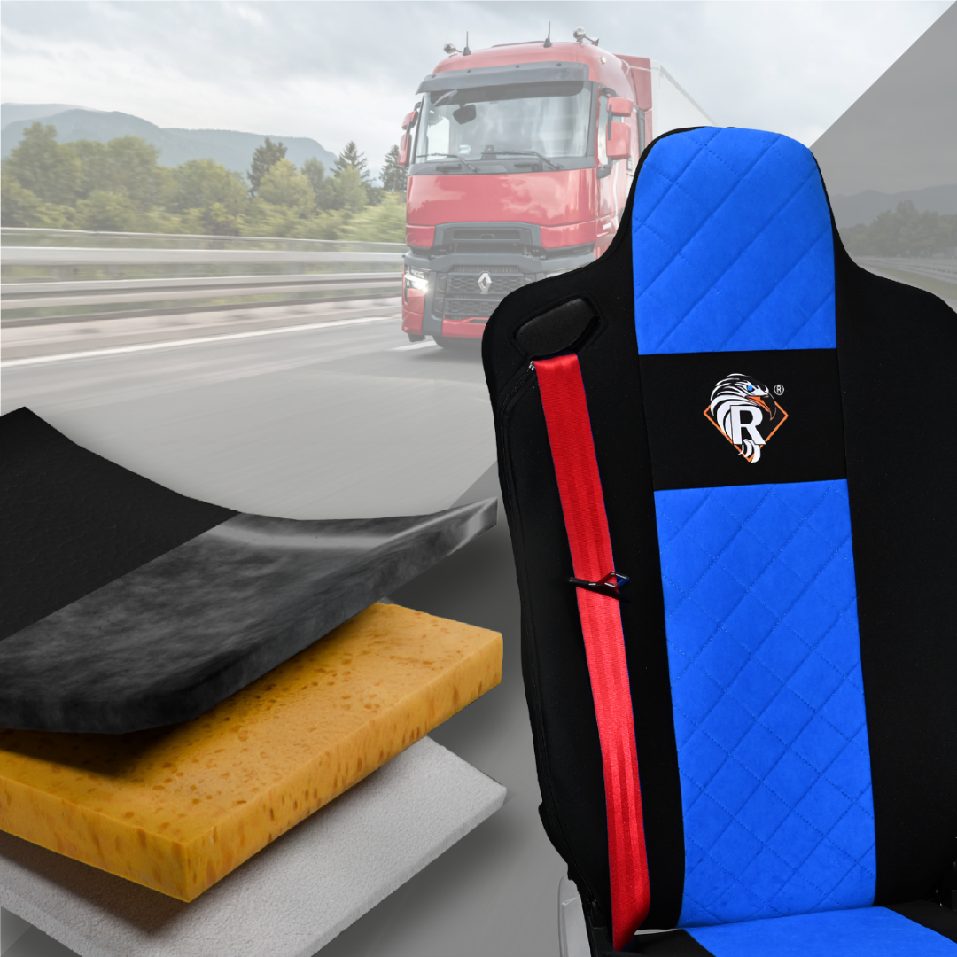Pokrowce na fotele Renault Gama T od 2014 kierowca lotniczy, pasażer lotniczy 2 pasy  NIEBIESKI SABA