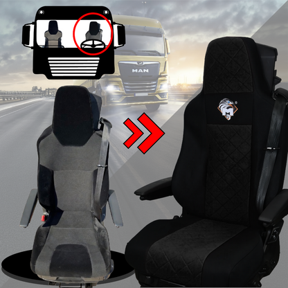 Pokrowce na fotele MAN TGX, TGM, TGL, TGS od 2020 1 pas fotel pasażera łamany CZARNY SABA