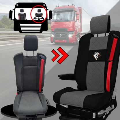 Pokrowce na fotele Renault Gama T od 2014 z zagłówkami regulowanymi 2 pasy SZARE SABA