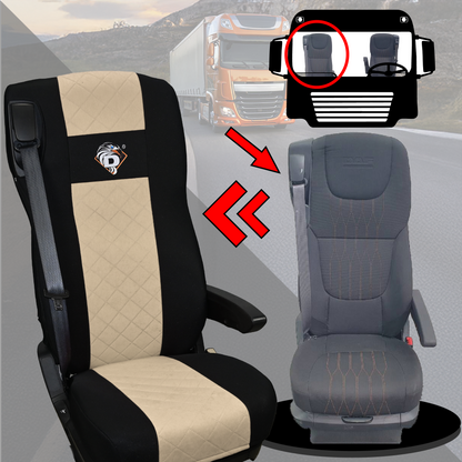 Pokrowce na fotele DAF 105 XF od 2012, 106 XF od 2013, XG, XG+ od 2022 2 pasy BEŻ SABA