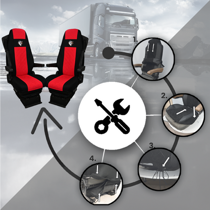 Pokrowce na fotele VOLVO FH 4, FH5 od 2021, AERO od 2024 UNIVERSAL CZERWONY SABA