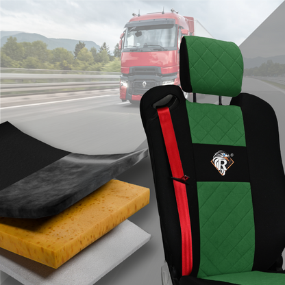 Pokrowce na fotele Renault Gama T od 2014 z zagłówkami regulowanymi 2 pasy ZIELONY SABA