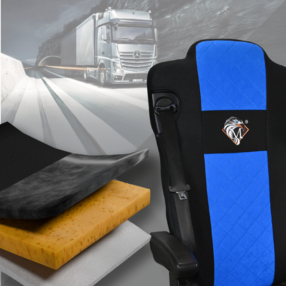 Pokrowce na fotele MERCEDES ACTROS MP4, AROX od 2011, MP5 od 2019 pasażer nieamortyzowany NIEBIESKI SABA