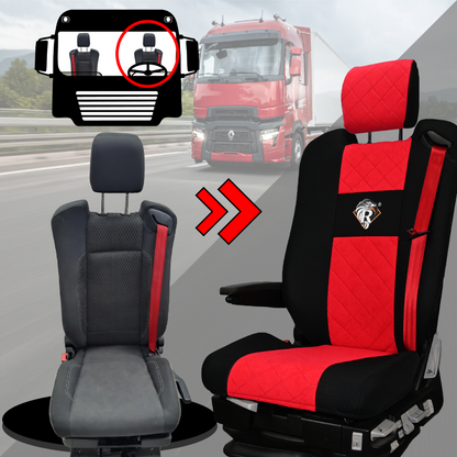 Pokrowce na fotele Renault Gama T od 2014 z zagłówkami regulowanymi 2 pasy CZERWONY SABA