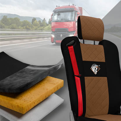 Pokrowce na fotele Renault Gama T od 2014 z zagłówkami regulowanymi 2 pasy BRĄZ SABA