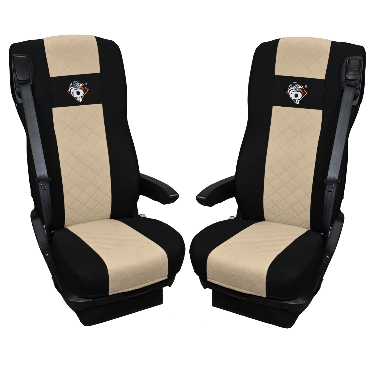 Pokrowce na fotele DAF 105 XF od 2012, 106 XF od 2013, XG, XG+ od 2022 2 pasy BEŻ SABA