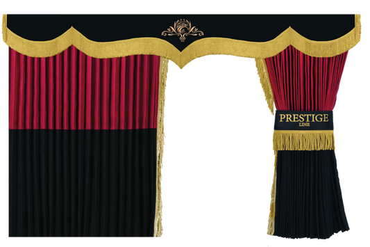 Zasłony plisowane do samochodów ciężarowych PRESTIGE-LINE CZERWONO-CZARNE SABA