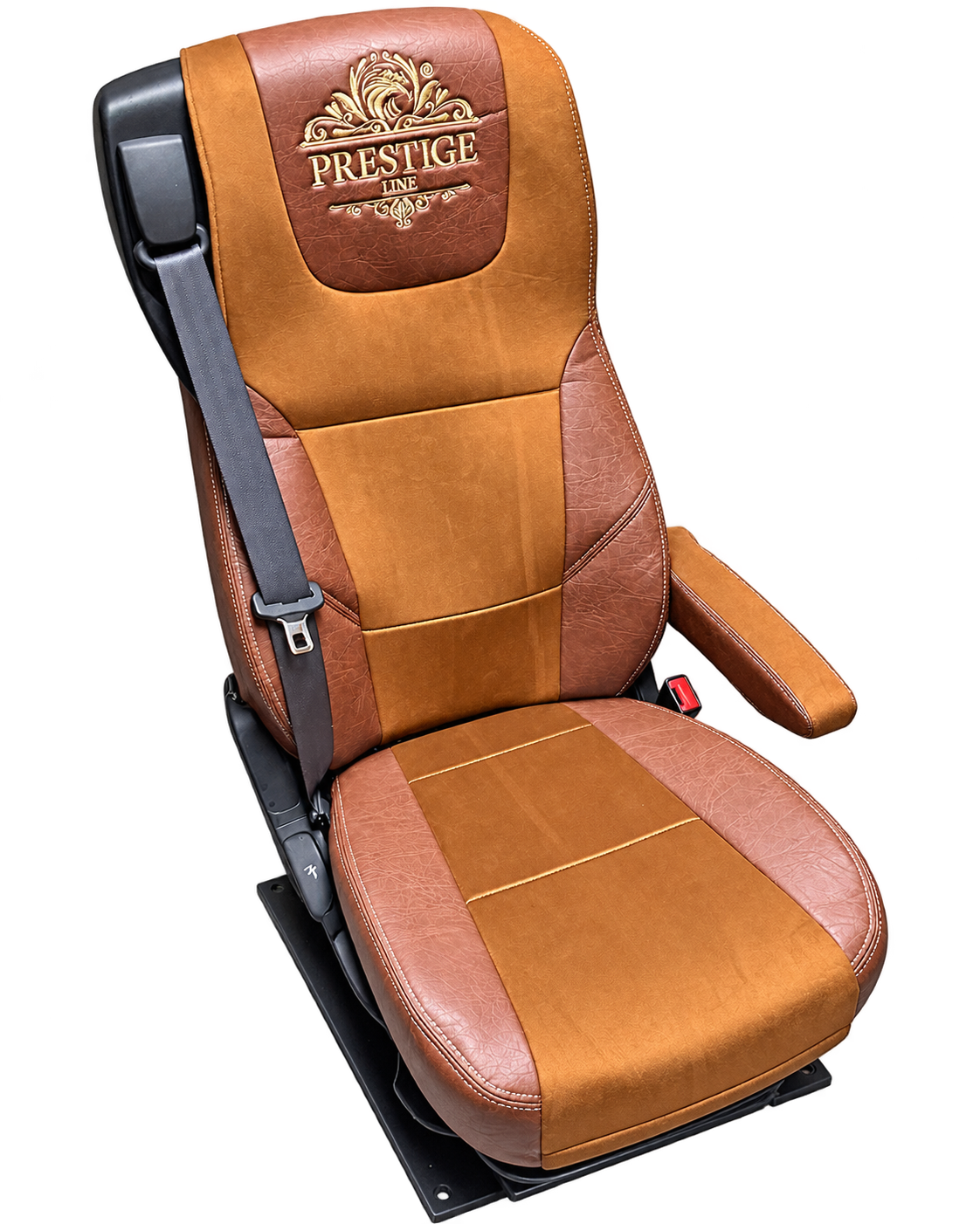 Pokrowiec na fotel pasażera PRESTIGE-LINE DAF 106 XF od 2013, CF od 2013-2021, XG, XG+ od 2022 fotele lotnicze 2 pasy BRĄZ OUTLET SABA