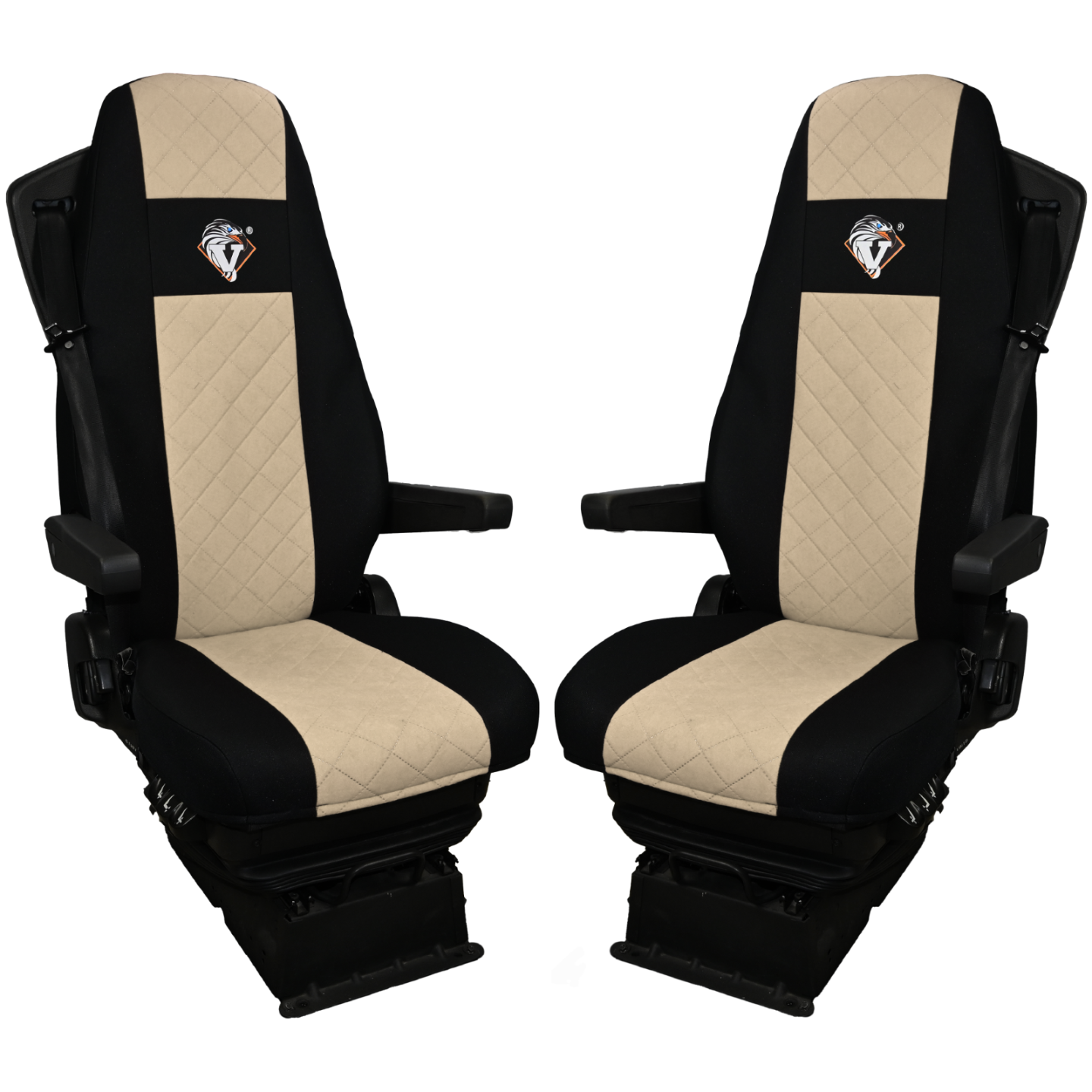 Pokrowce na fotele VOLVO FH4, FH, FH16, FMX, FM od 2013, FH5 od 2021, AERO od 2024 - 2 pasy BEŻ SABA