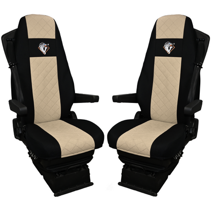 Pokrowce na fotele VOLVO FH4, FH, FH16, FMX, FM od 2013, FH5 od 2021, AERO od 2024 - 2 pasy BEŻ SABA