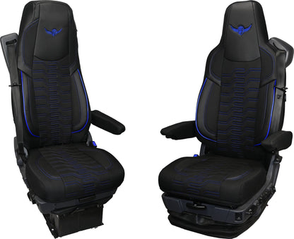 Pokrowce na fotele ROYAL Premium SCANIA seria R od 2017, seria S od 2017, fotele lotnicze, 2 pasy, PREMIUM, BASIC - KONFIGURACJA E - NIEBIESKI SABA
