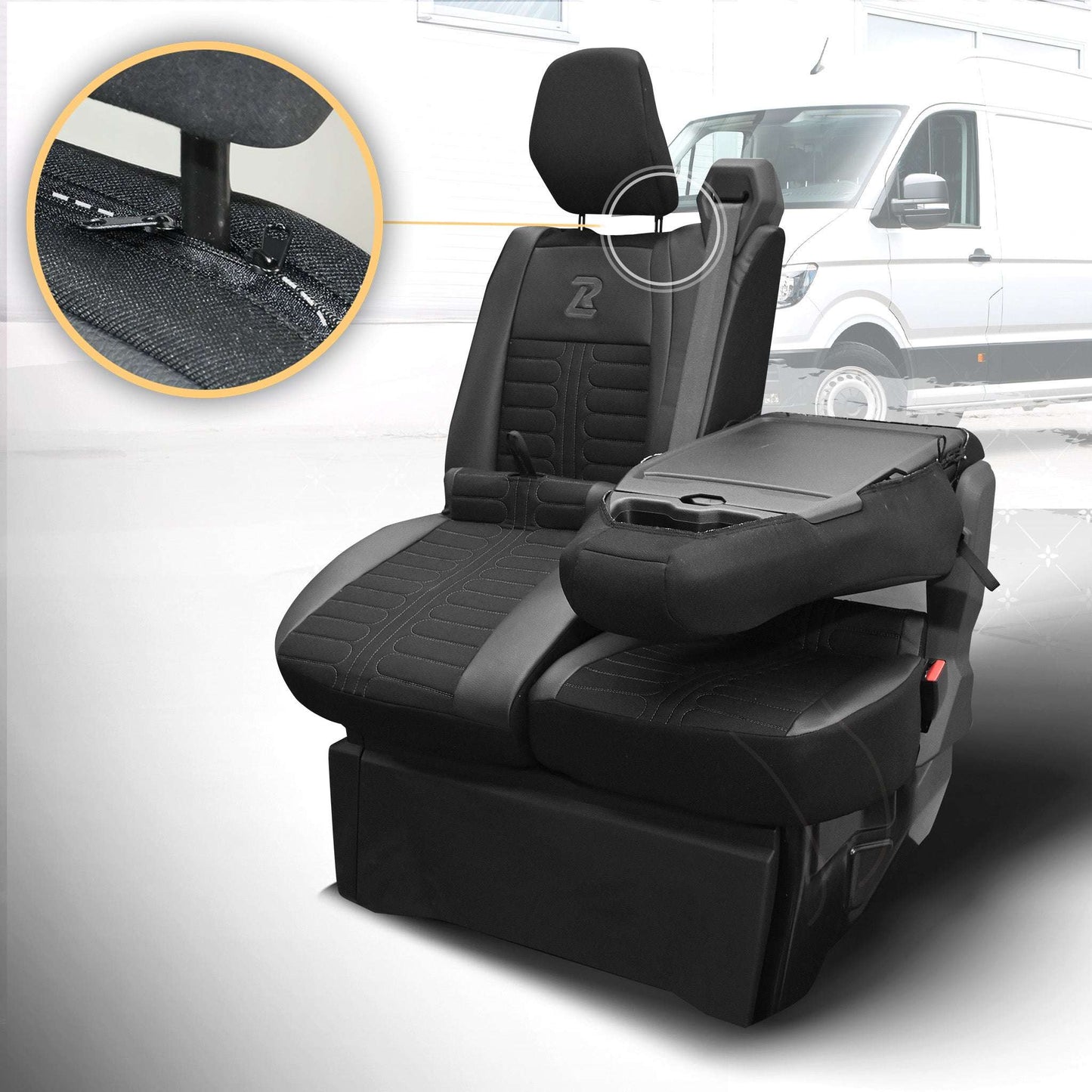 Pokrowce na fotele TORNADO Renault Master 4, Nissan Interstar 3 (Oparcie dzielone, siedzisko dzielone) CZARNY 