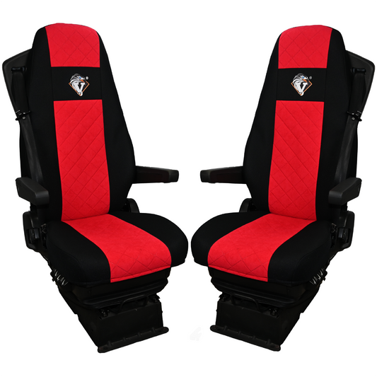 Pokrowce na fotele VOLVO FH4, FH, FH16, FMX, FM od 2013, FH5 od 2021, AERO od 2024 - 2 pasy CZERWONY SABA