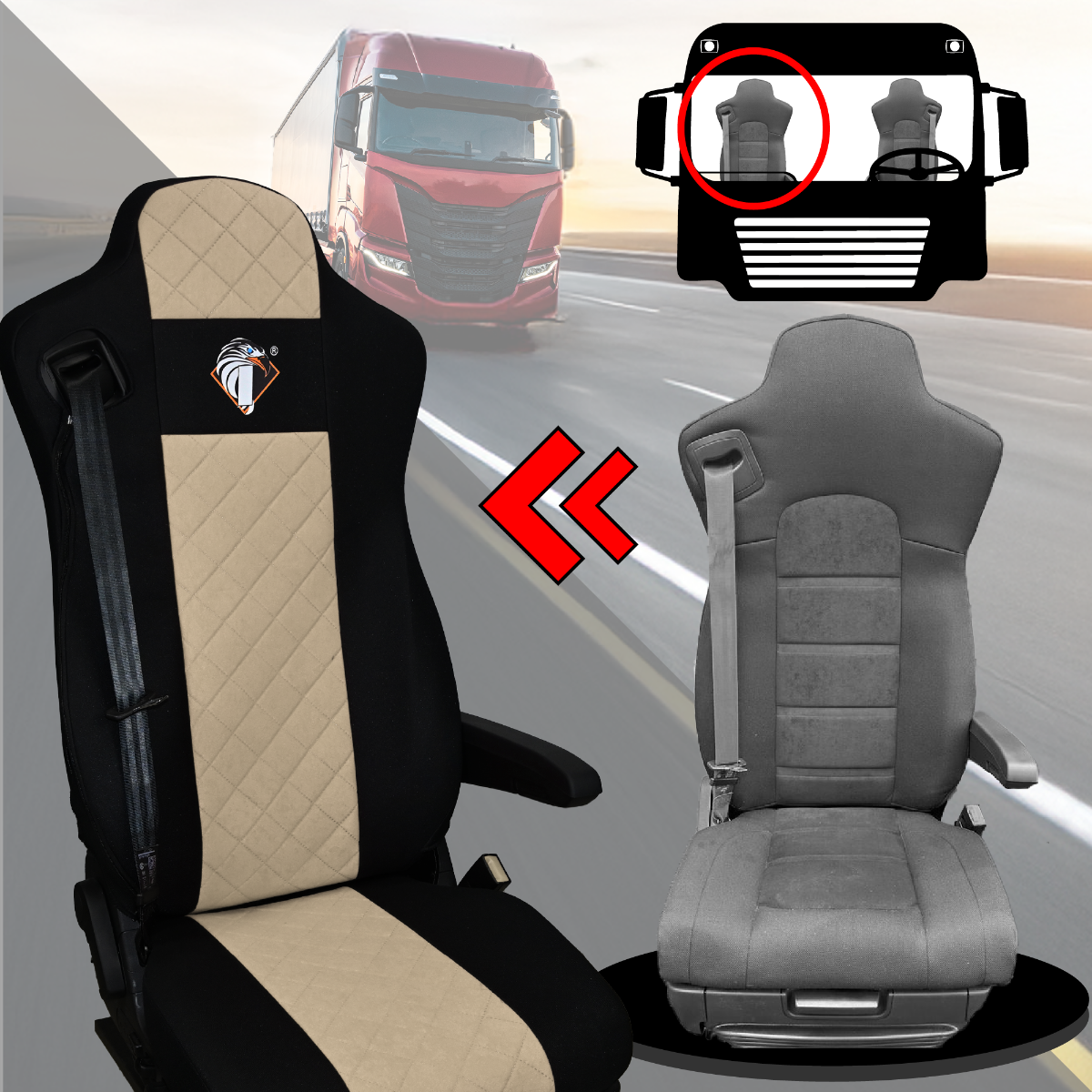 Pokrowce na fotele IVECO S-WAY od 2019 BEŻ SABA