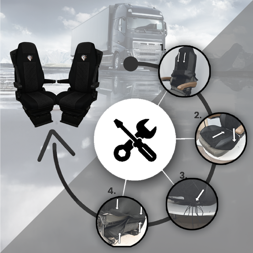 Pokrowce na fotele VOLVO FH 4, FH5 od 2021, AERO od 2024 UNIVERSAL CZARNY SABA