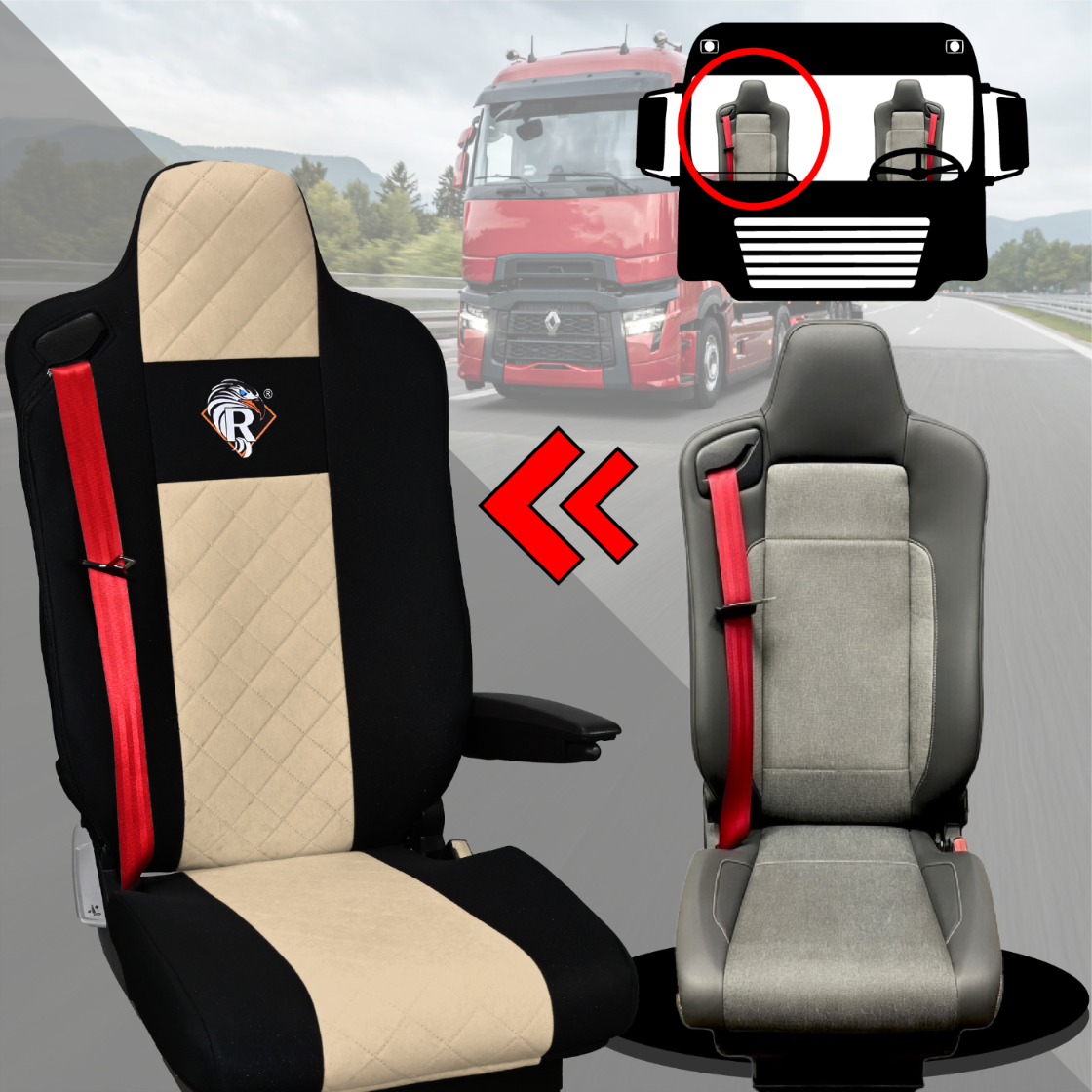 Pokrowce na fotele Renault Gama T od 2014 kierowca lotniczy, pasażer lotniczy 2 pasy  BEŻ SABA