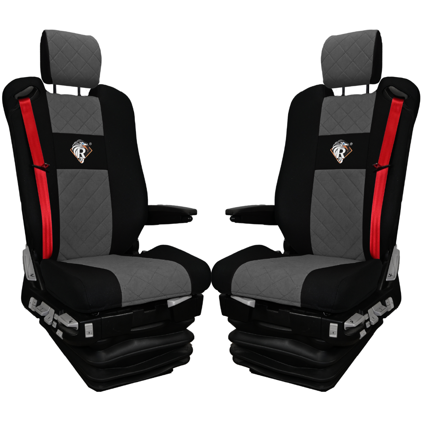 Pokrowce na fotele Renault Gama T od 2014 z zagłówkami regulowanymi 2 pasy SZARE SABA