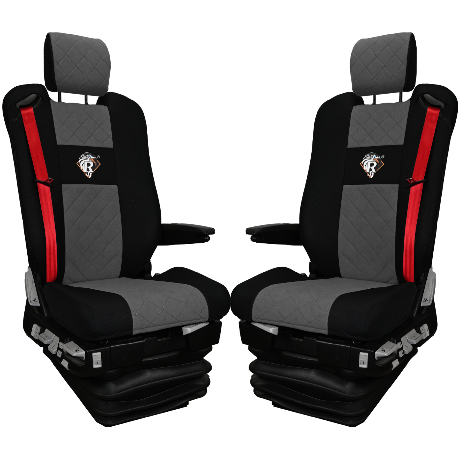 Pokrowce na fotele Renault Gama T od 2014 z zagłówkami regulowanymi 2 pasy SZARE SABA