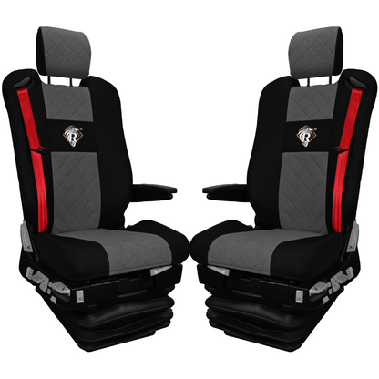 Pokrowce na fotele Renault Gama T od 2014 z zagłówkami regulowanymi 2 pasy SZARE SABA