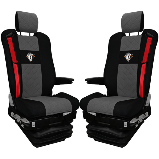 Pokrowce na fotele Renault Gama T od 2014 z zagłówkami regulowanymi 2 pasy SZARE SABA