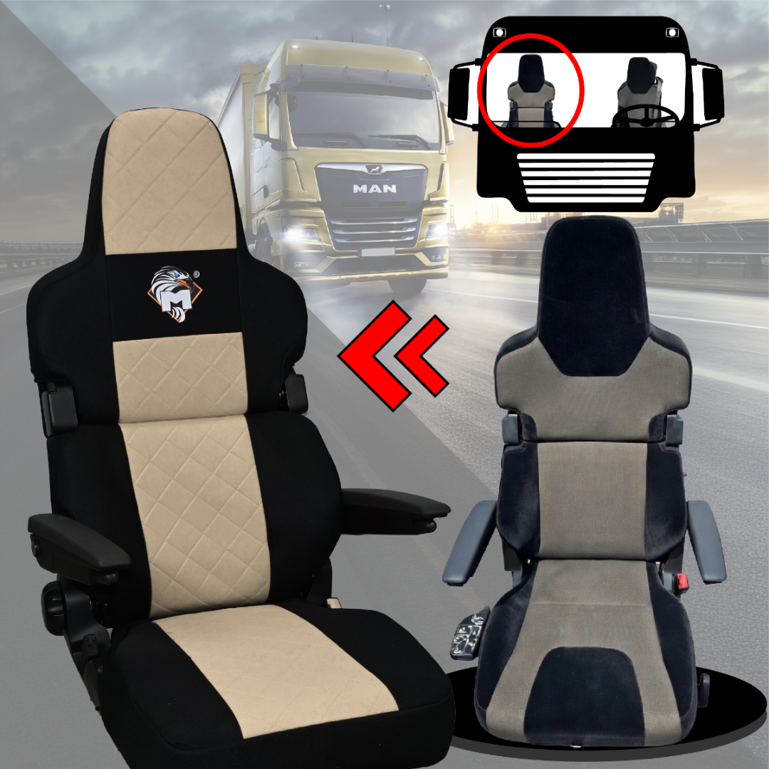 Pokrowce na fotele MAN TGX, TGM, TGL, TGS od 2020 1 pas fotel pasażera łamany BEŻ SABA