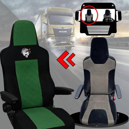 Pokrowce na fotele MAN TGX, TGM, TGL, TGS od 2020 1 pas ZIELONY SABA